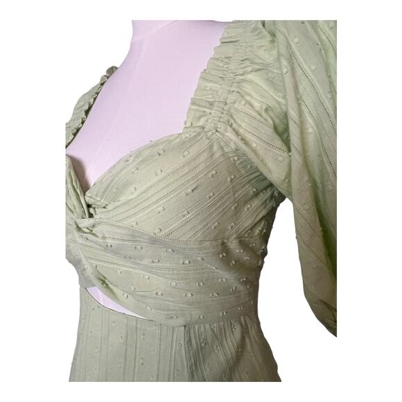 Asos Green Cotton Dress Mini Skater Fit & Flare Xs 0 cutout cottagecore coquette - Picture 5 of 9